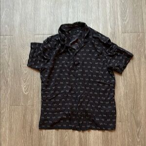 All Saints Black Casual Button Down Shirt with Pattern